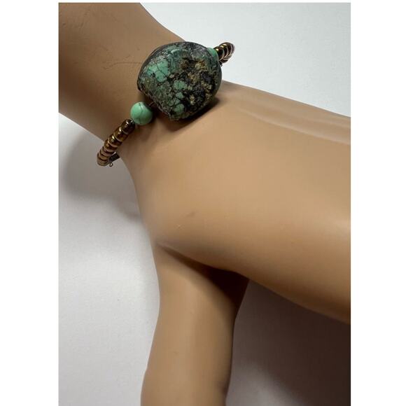 NEW Handmade Turquoise Beaded Adjustable Wrap Bracelet - Picture 3 of 7